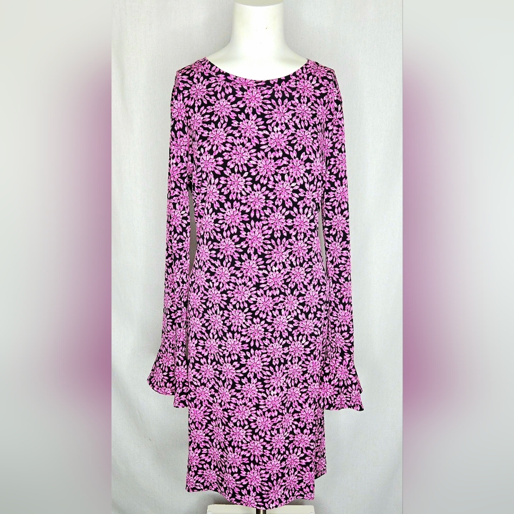 MICHAEL Michael Kors Pink Floral Bell Sleeve Dress Size L NWOT